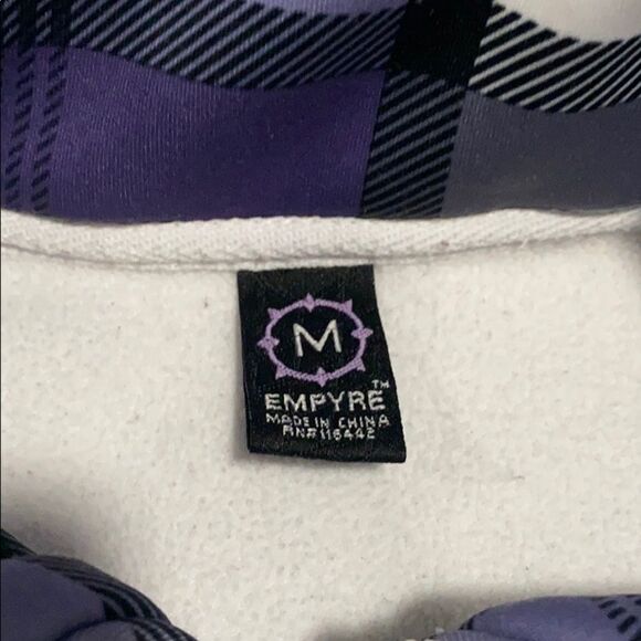 Empyre light jacket zip up sweatshirt plaid purple size M - Picture 3 of 16